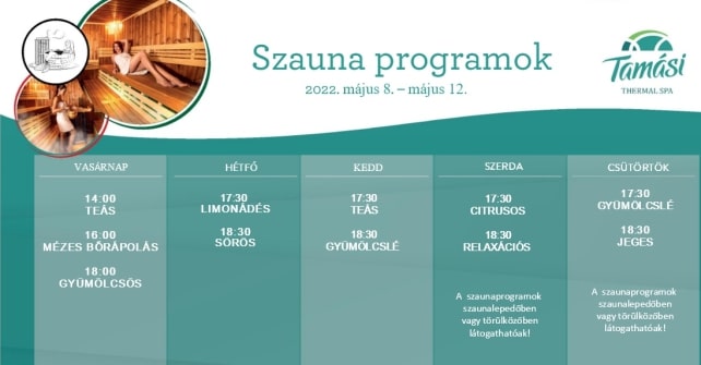 Szaunaprogramok 05.08 – 05.12.