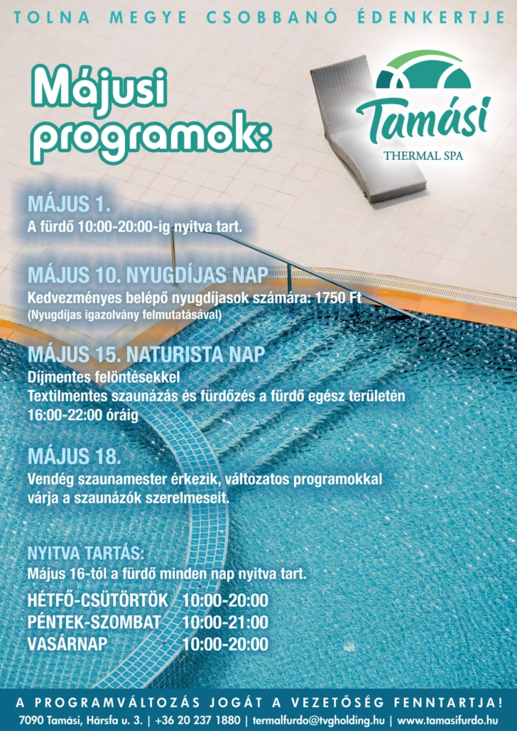 Tamási fürdő programok 2024 május